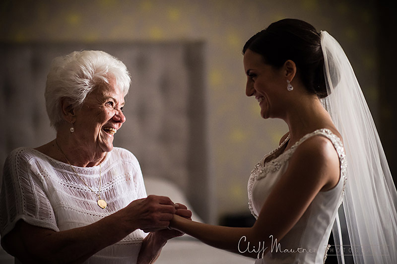 Crystal's grandmother seeing her for the first time on her wedding day