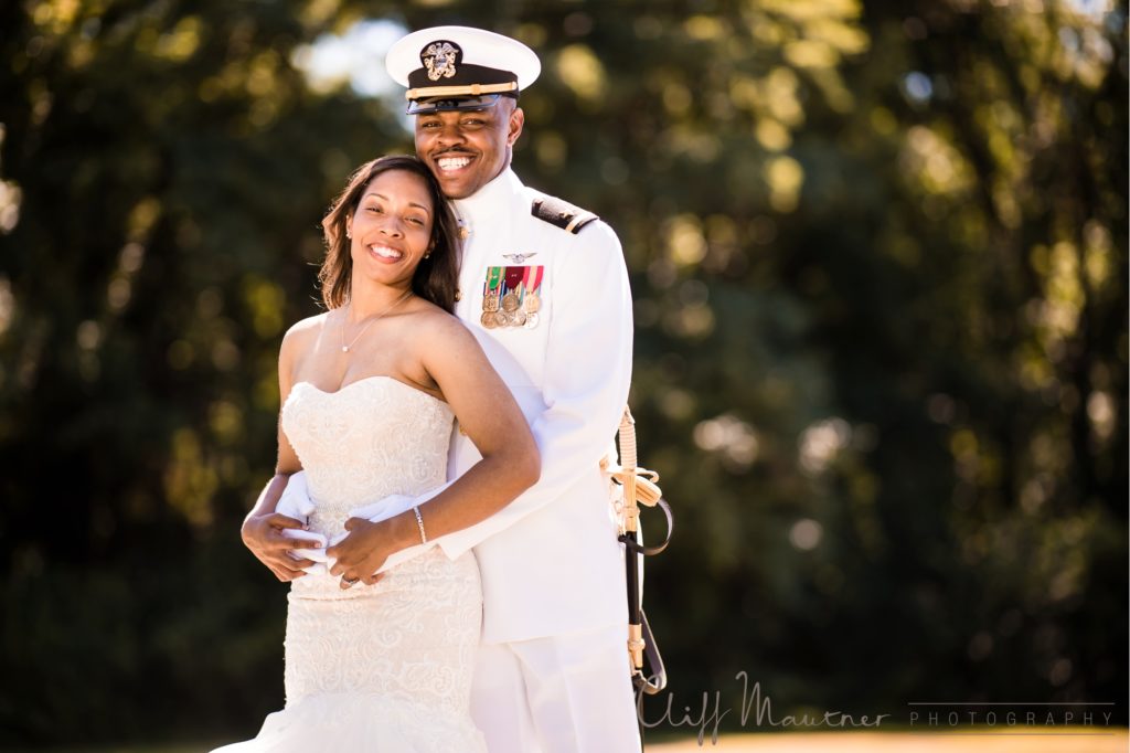 Wedding portrait of the bride and groom after the ceremony. 